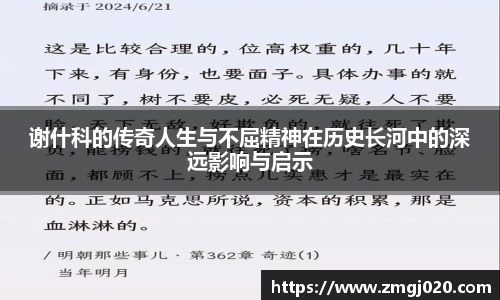 谢什科的传奇人生与不屈精神在历史长河中的深远影响与启示